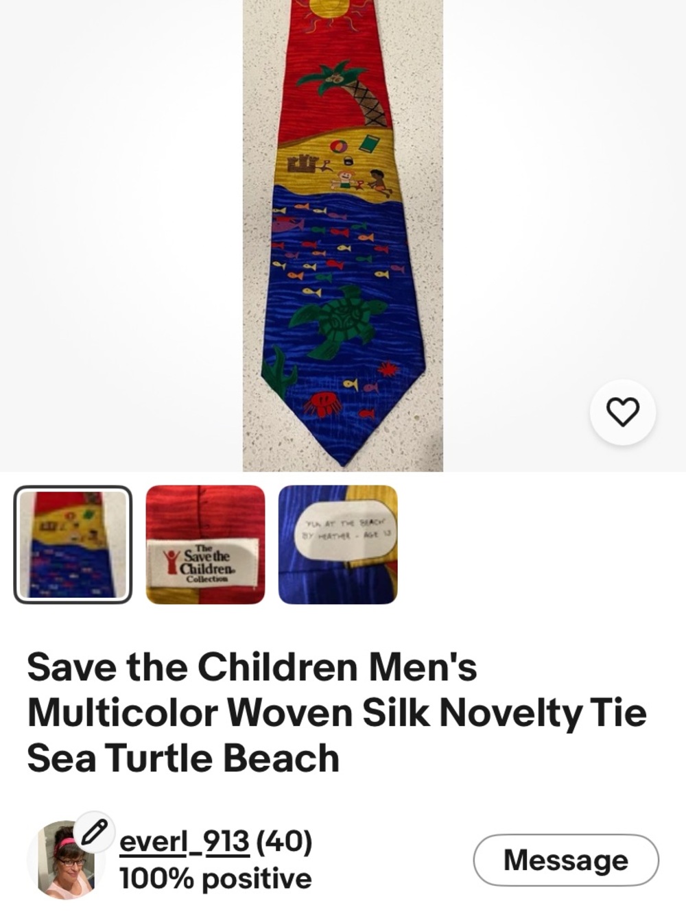 Save the Children Kids' Multicolor Sea Turtle Beach Tie - Red/Yellow/Blue